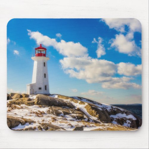 Lighthouse  Winter In PeggyS Cove Nova Scotia Mouse Pad