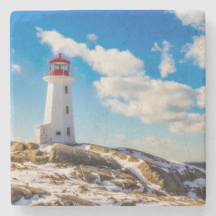 Lighthouse Winter In Peggy'S Cove, Nova Scotia Stone Coaster