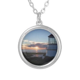 Lighthouse With Fall Sunset Lost Coast California Silver Plated Necklace