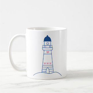 Lighthouse with Hearts Cute Hand Drawn Design Coffee Mug