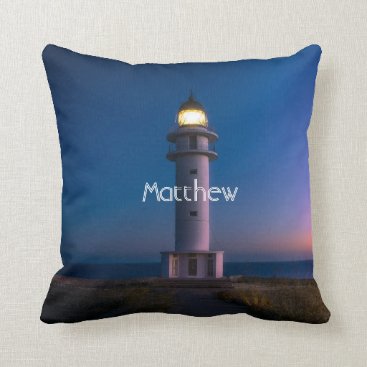 Lighthouse with monogram throw pillow Lighthouse with monogram throw pillow