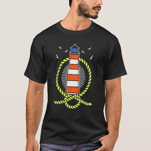Lighthouse with rope sea and seagulls Baltic Sea T-Shirt (Front)