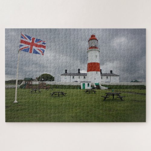 Lighthouse with the British Flag Jigsaw Puzzle