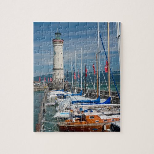 Lighthouse Yachts Port of Lindau Bodensee Germany Jigsaw Puzzle