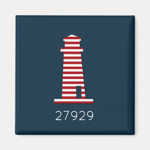 Lighthouse ZIP CODE Beach Nautical Red White Blue Magnet