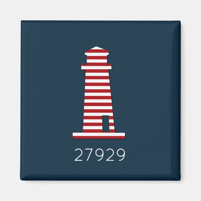 Lighthouse ZIP CODE Beach Nautical Red White Blue  Magnet (Front)