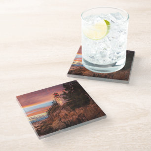 Lighthouses   Acadia National Park Maine Glass Coaster