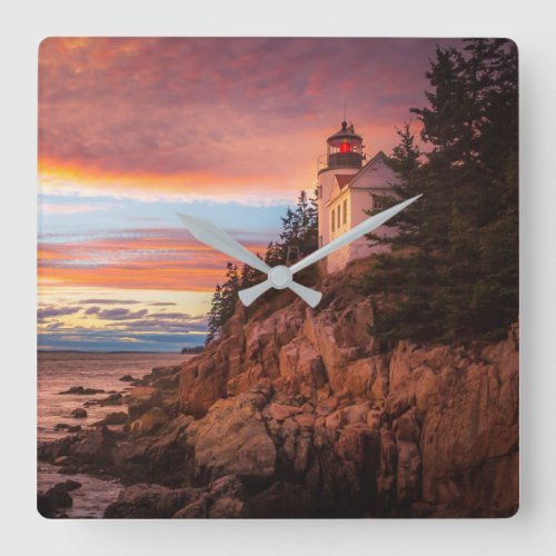 Lighthouses  Acadia National Park Maine Square Wall Clock