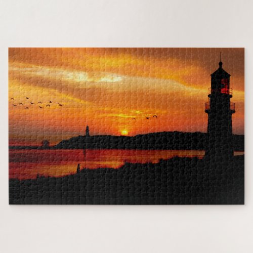 Lighthouses at Sunset Jigsaw Puzzle