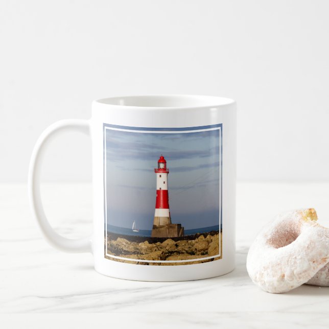 Lighthouses | Beachy Head Lighthouse England Coffee Mug (With Donut)
