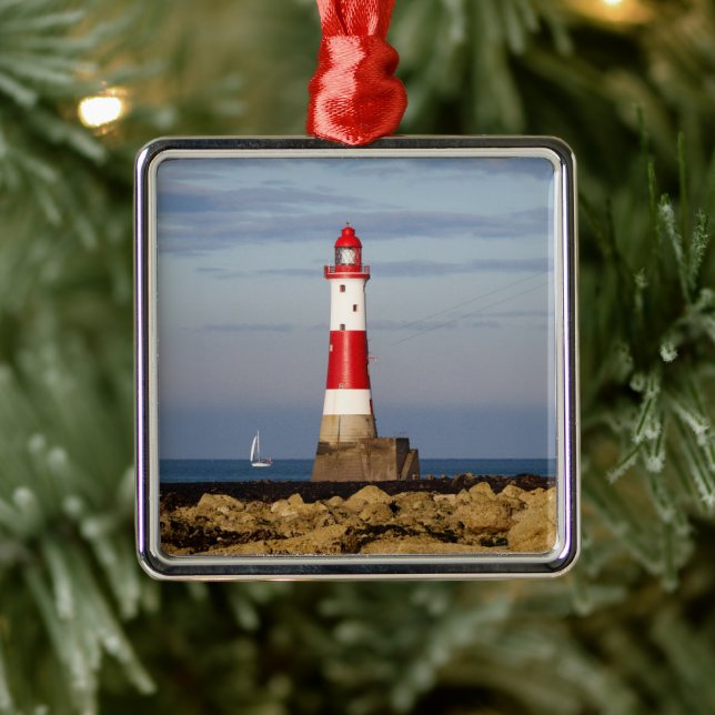 Lighthouses | Beachy Head Lighthouse England Metal Ornament (Tree)