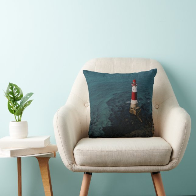 Lighthouses | Beachy Head Lighthouse England Throw Pillow (Chair)