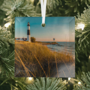 Lighthouses Big Sable Lighthouse Ludington, MI Glass Ornament