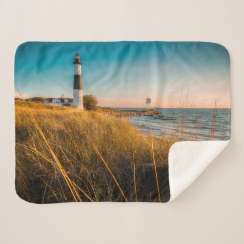 Lighthouses  Big Sable Lighthouse Ludington MI Sherpa Blanket