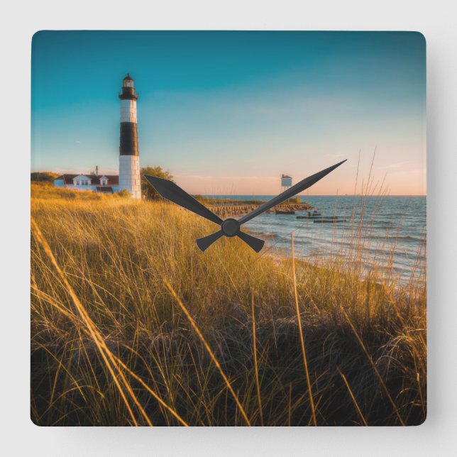 Lighthouses | Big Sable Lighthouse Ludington, MI Square Wall Clock (Front)