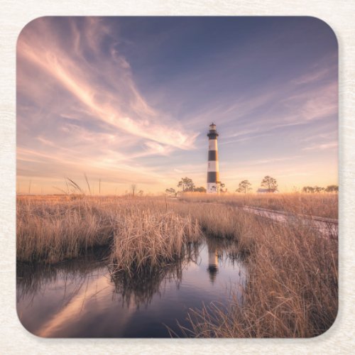 Lighthouses  Bodie Island Outerbanks NC Square Paper Coaster