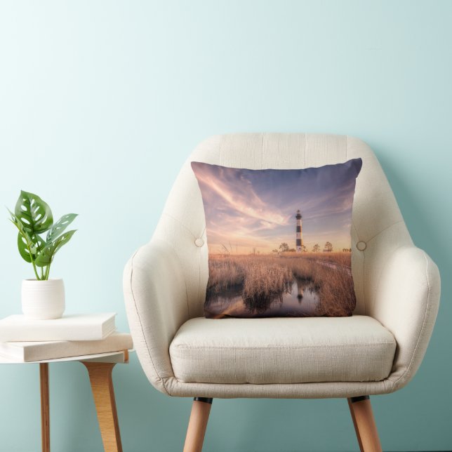 Lighthouses | Bodie Island Outerbanks NC Throw Pillow (Chair)