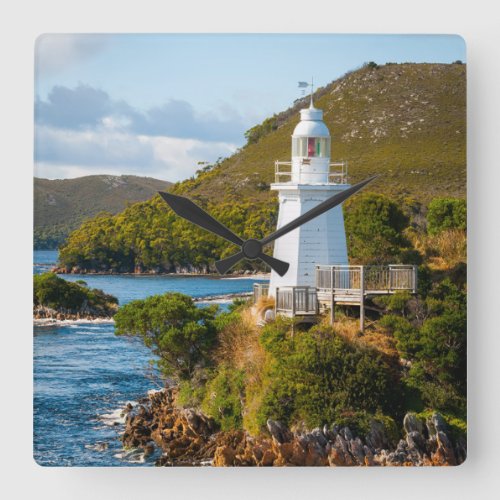 Lighthouses  Bonnet Island Lighthouse Square Wall Clock