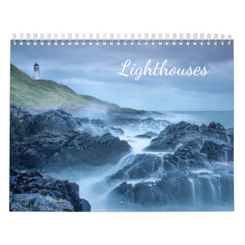 Lighthouses by the Ocean Beautiful 12 Month Calendar