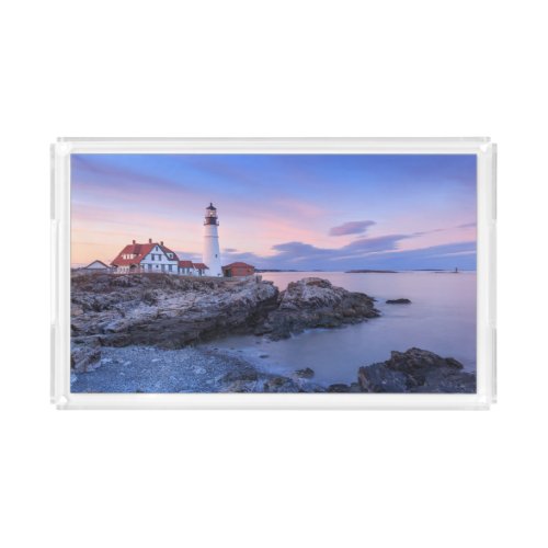 Lighthouses  Cape Elizabeth Maine Acrylic Tray