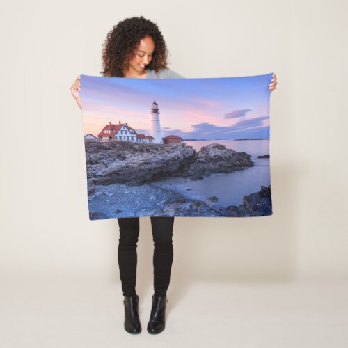 Lighthouses  Cape Elizabeth Maine Fleece Blanket