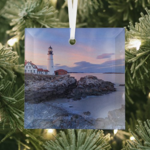 Lighthouses | Cape Elizabeth, Maine Glass Ornament