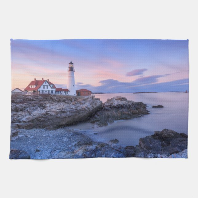 Lighthouses | Cape Elizabeth, Maine Kitchen Towel (Horizontal)