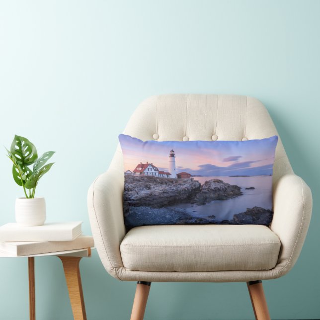 Lighthouses | Cape Elizabeth, Maine Lumbar Pillow (Chair)