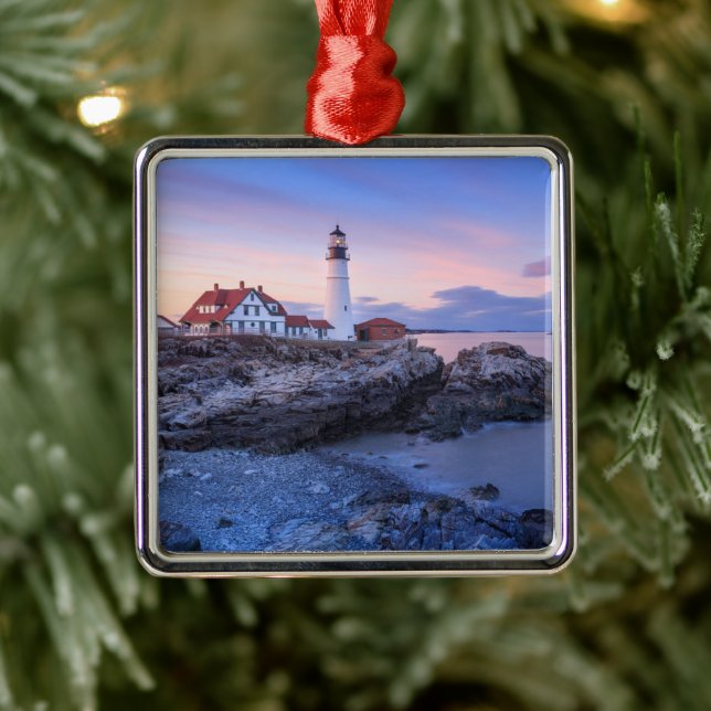 Lighthouses | Cape Elizabeth, Maine Metal Ornament (Tree)