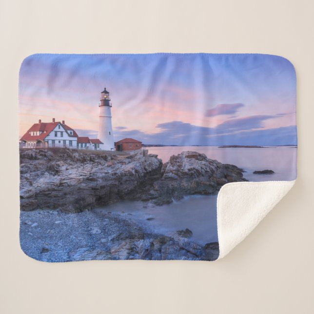 Lighthouses | Cape Elizabeth, Maine Sherpa Blanket (Front (Horizontal))