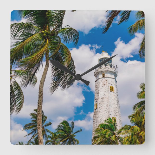Lighthouses | Dewundara Matara Sri Lanka Square Wall Clock (Front)