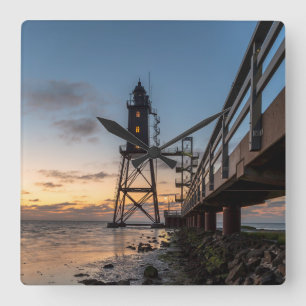 Lighthouses Eversand-Oberfeue Germany Square Wall Clock