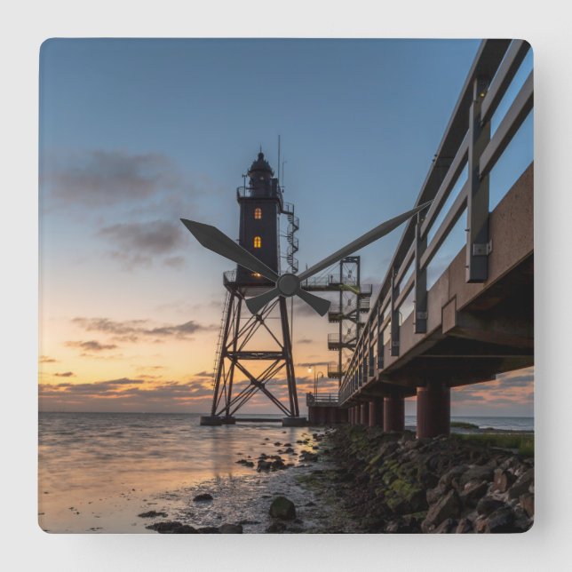 Lighthouses | Eversand-Oberfeue Germany Square Wall Clock (Front)