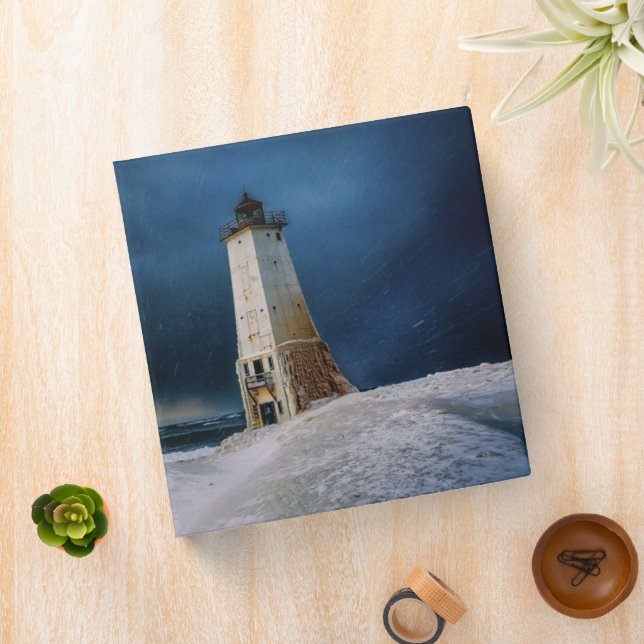 Lighthouses | Frankfort Lighthouse Lake Michigan 3 Ring Binder (In Situ)