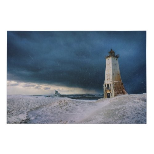 Lighthouses  Frankfort Lighthouse Lake Michigan Faux Canvas Print