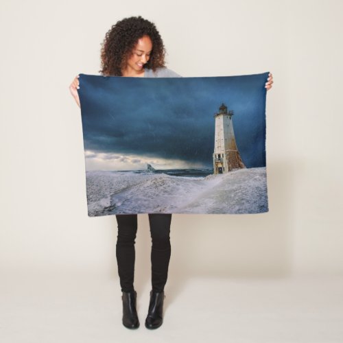 Lighthouses  Frankfort Lighthouse Lake Michigan Fleece Blanket