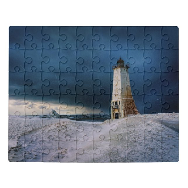 Lighthouses | Frankfort Lighthouse Lake Michigan Jigsaw Puzzle (Puzzle Horizontal)