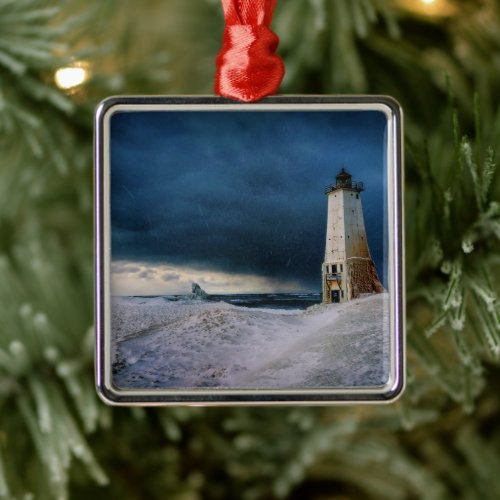 Lighthouses | Frankfort Lighthouse Lake Michigan Metal Ornament