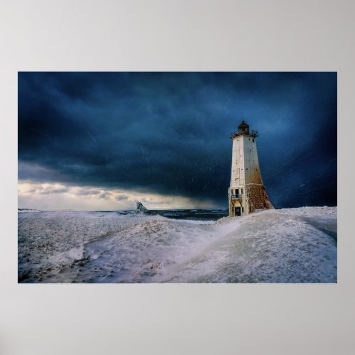 Lighthouses  Frankfort Lighthouse Lake Michigan Poster