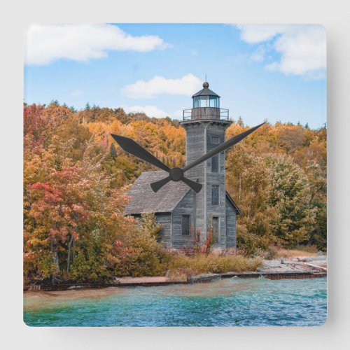 Lighthouses  Grand Island East Channel Light Square Wall Clock