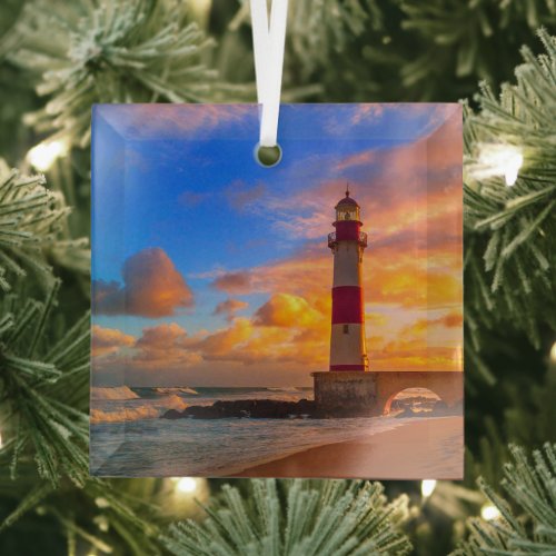 Lighthouses | Itapuã Brazil Lighthouse Glass Ornament
