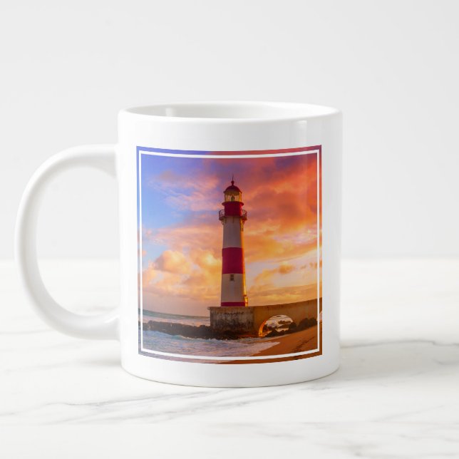 Lighthouses | Itapuã Lighthouse Bahia Brazil Giant Coffee Mug (Left)