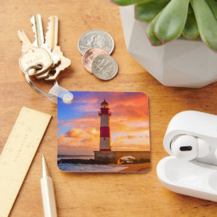 Lighthouses Itapuã Lighthouse Bahia Brazil Keychain