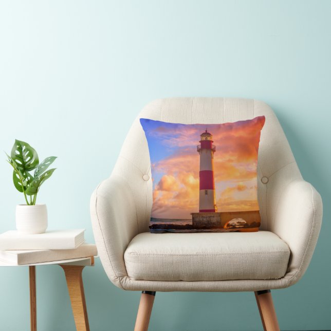 Lighthouses | Itapuã Lighthouse Bahia Brazil Throw Pillow (Chair)