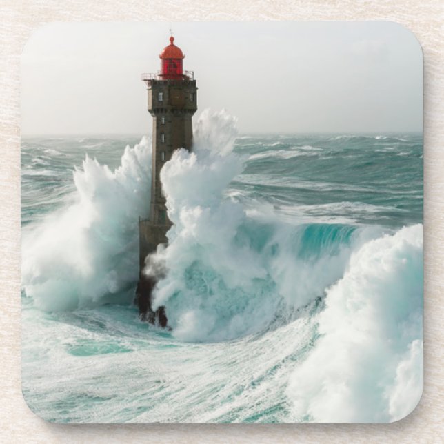 Lighthouses | Jument Lighthouse Ouessant France Beverage Coaster (Front)