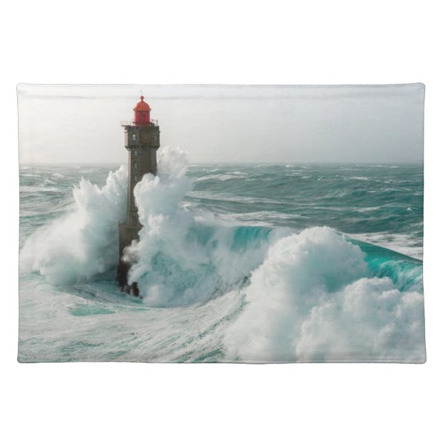Lighthouses | Jument Lighthouse Ouessant France Cloth Placemat (Front)