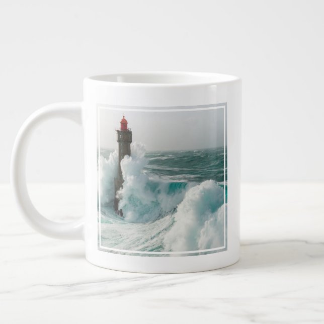 Lighthouses | Jument Lighthouse Ouessant France Giant Coffee Mug (Left)
