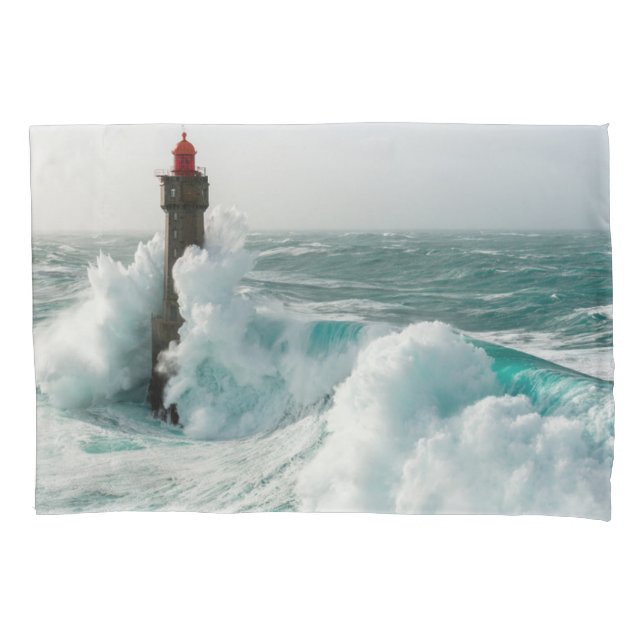 Lighthouses | Jument Lighthouse Ouessant France Pillow Case (Front)