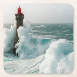 Lighthouses Jument Lighthouse Ouessant France Square Paper Coaster