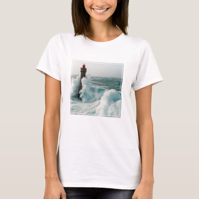 Lighthouses | Jument Lighthouse Ouessant France T-Shirt (Front)